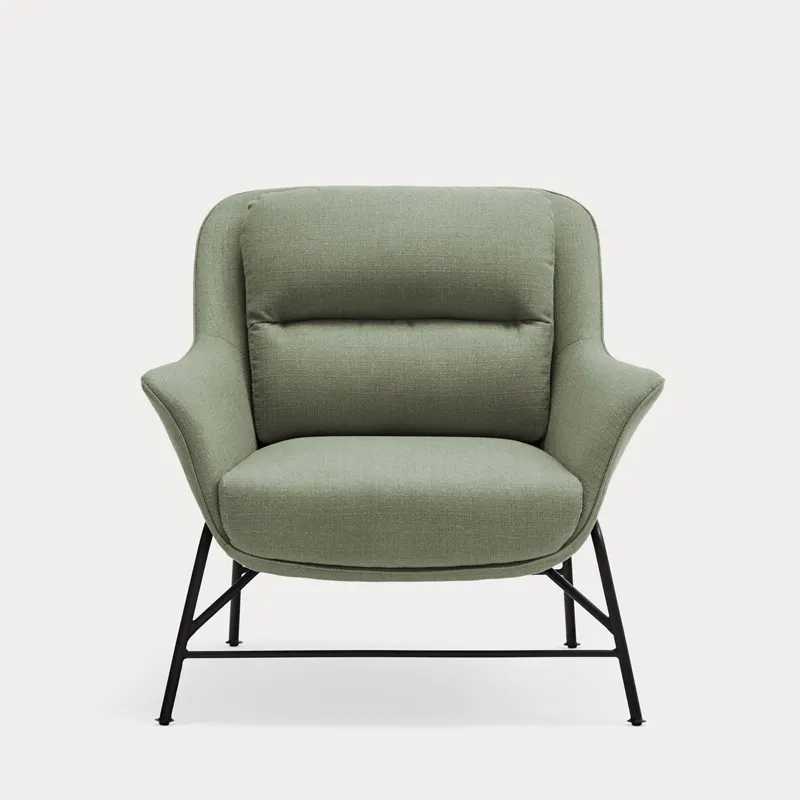 Modern simple metal sofa chair leisure fabric armchair hotel living room luxury comfortable lazy sofa