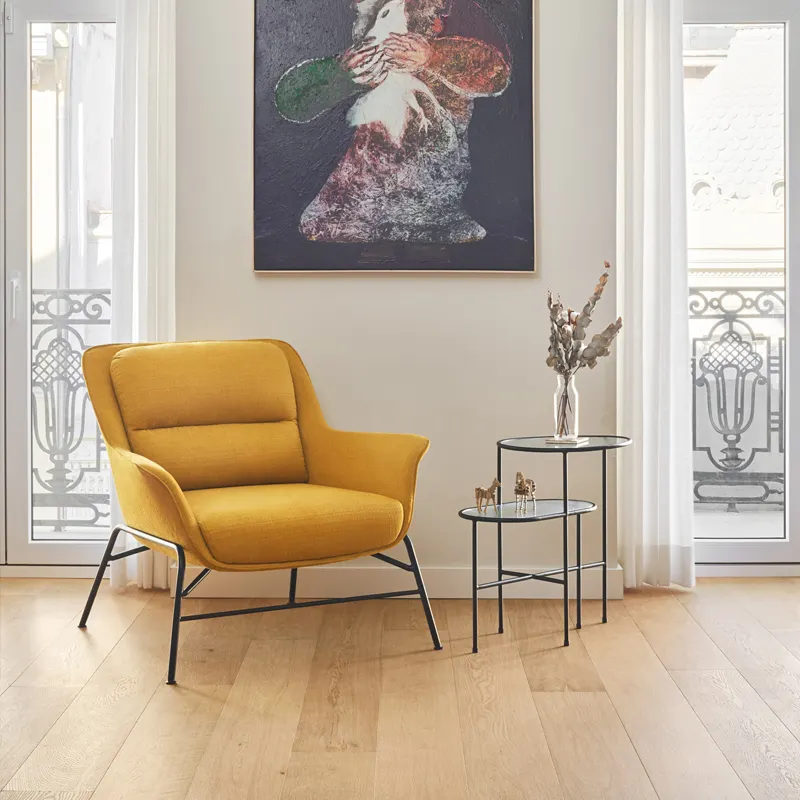 Modern simple metal armchair leisure fabric sofa chair luxury comfortable hotel living room lazy sofa