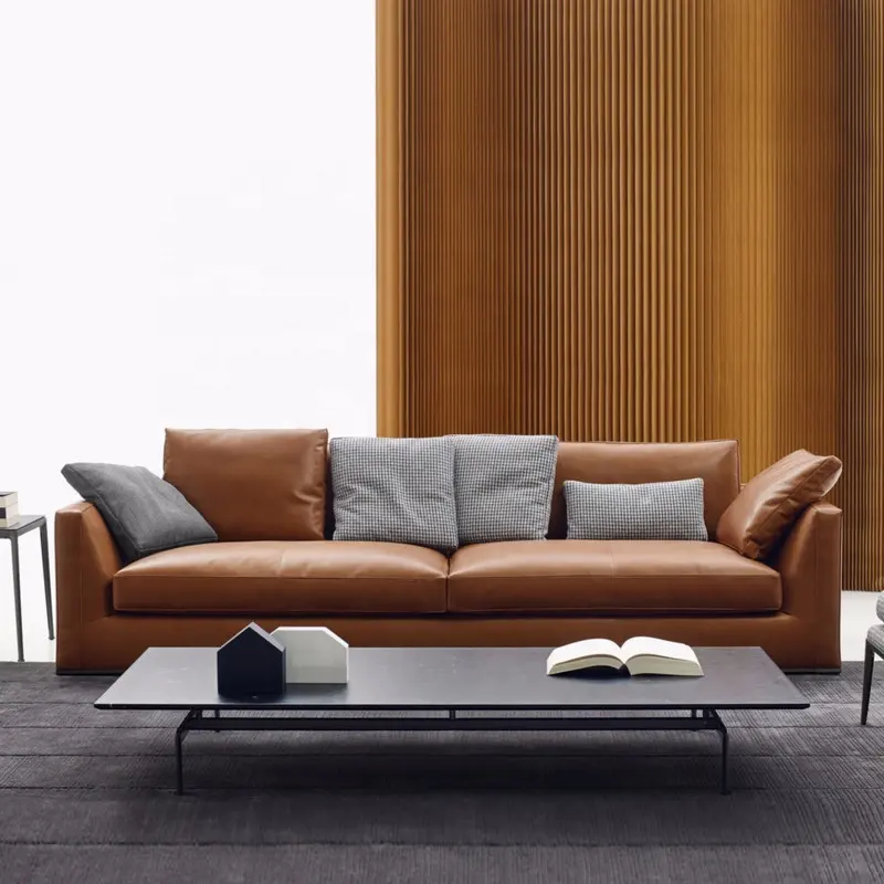 Italian Minimalism leather sofa hotel three seat living room sofa combination designer leather sofa can be customized