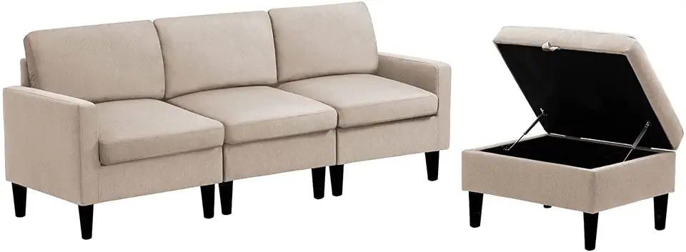 Wholesale Small Living Room Linen Fabric European Sectional Sofa With Sofa Storage Box