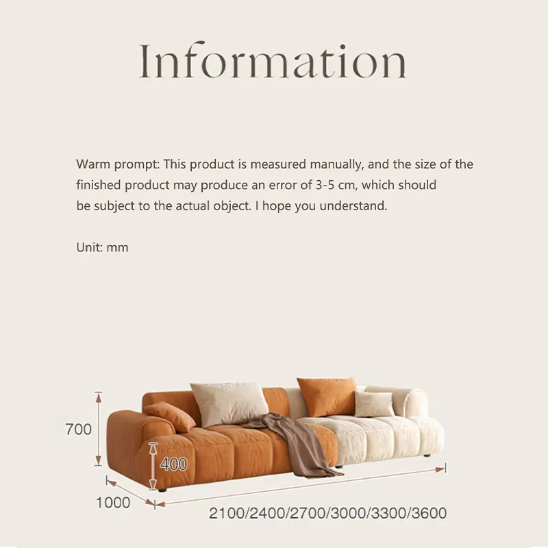 Cream wind fabric sofa tofu block light luxury technology cloth modern minimalist living room Nordic cloud sofa