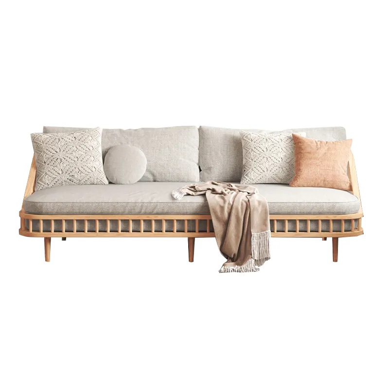 Living Room Modern House Furniture Rattan style Leisure Solid Wood Sofa Set