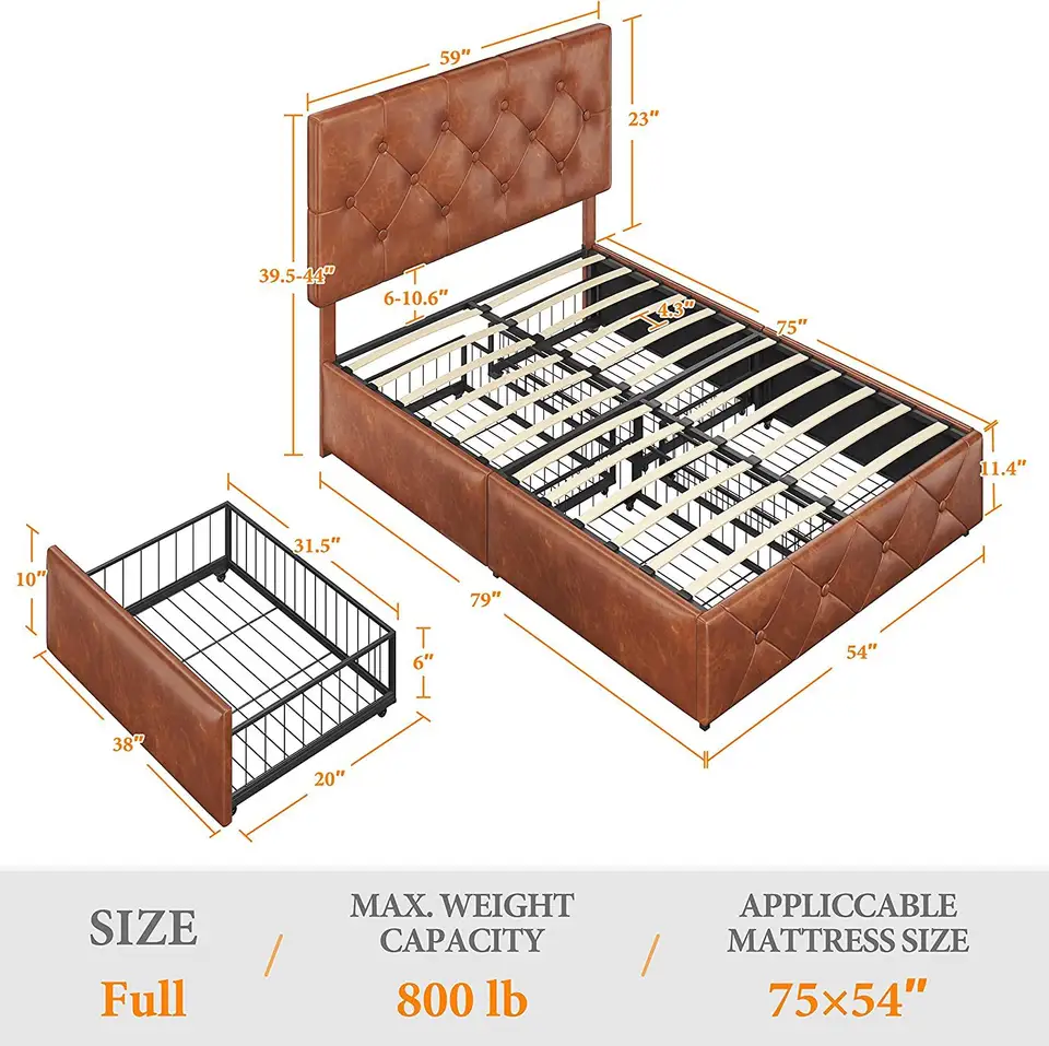 bedroom furniture drawer storage king size italian leather beds luxury modern upholstered bed frame for home