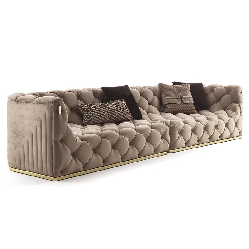 Modern chesterfield style sofa wooden living room sofa set designs