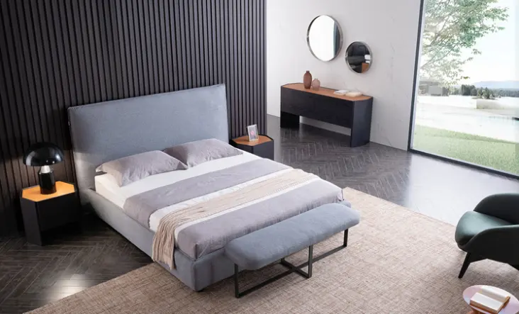 Strong Bearing Metal Leg Italian Fabric Cover Double Bedding Set