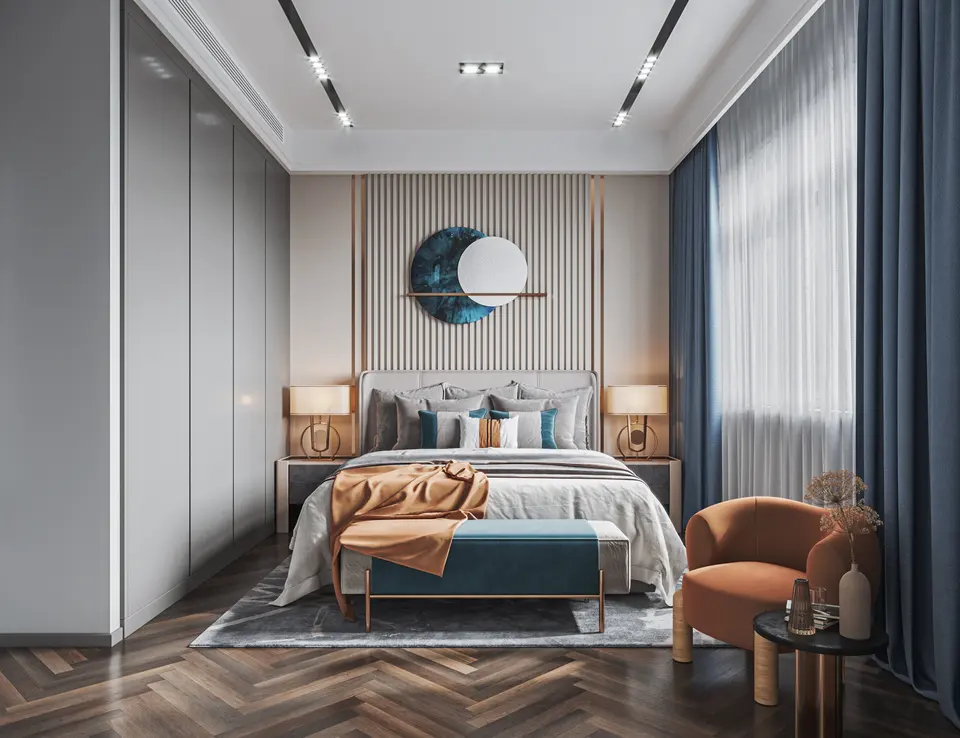 New villa modern style mid century wardrobe wood furniture wardrobe high gloss lacquer glass wardrobe