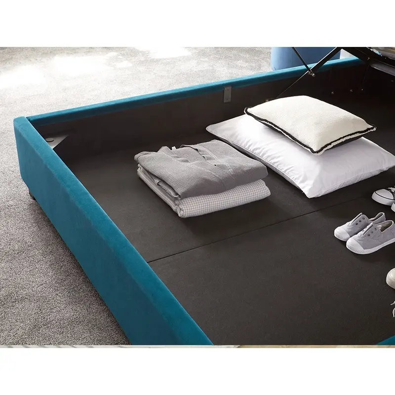 Modern design velvet gas lift ottoman bed frame with storage