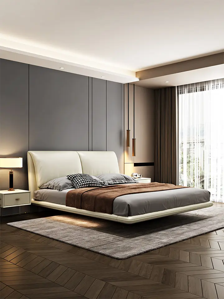 Bedroom furniture single 1.8m double loft hotel luxury floating leather king size up-holstered beds