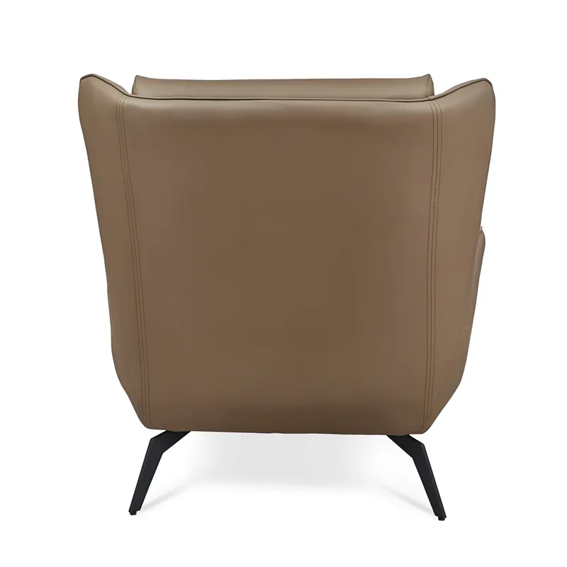 Nordic Home Furniture Custom Living Room Leisure Sofa Modern Brown PU Leather Lounge Chair with footrest