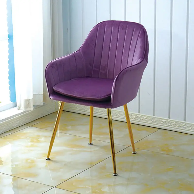 Living Room furniture Dinning Velvet Chair Mid-Back Arm Chair Leisure Armchair with Gold Plating Legs