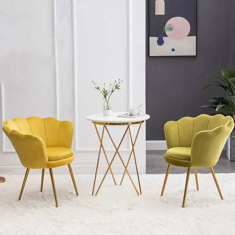 High Back Bedroom furniture Velvet Nordic Fabric Dining chairs Upholstered bedroom Chair sofa living room chair