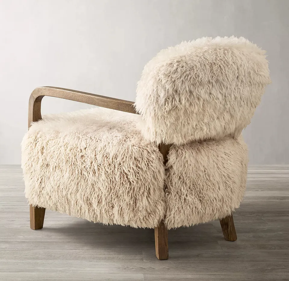 Modern new arrival indoor furniture popular artificial wool sheepskin living room chair
