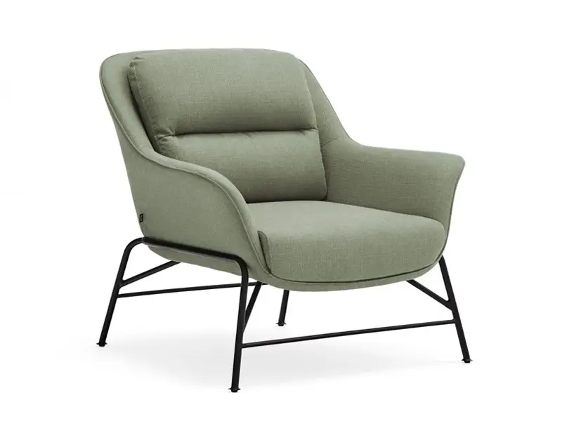 Modern simple metal sofa chair leisure fabric armchair hotel living room luxury comfortable lazy sofa