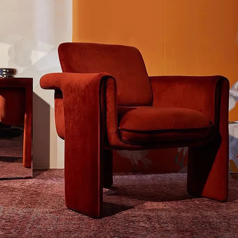 High quality modern furniture living room sofa chair on sale red velvet fabric single seat chairs