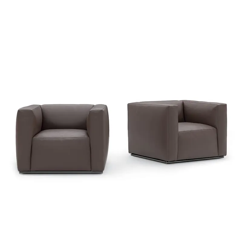 modern design living room sofa set leather single three-person sofa high-quality stainless steel leg comfortable sofa set