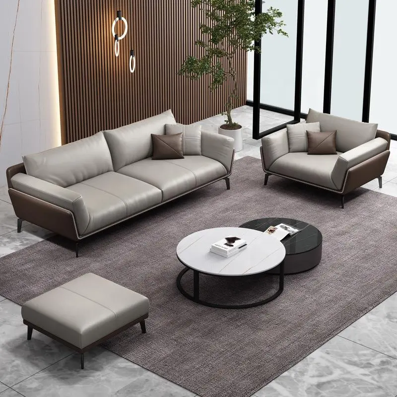 China Factory Modern living room Sofa PU Leather OEM Customized metal Leg 1+1+3 Apartment Home Office Sofa set
