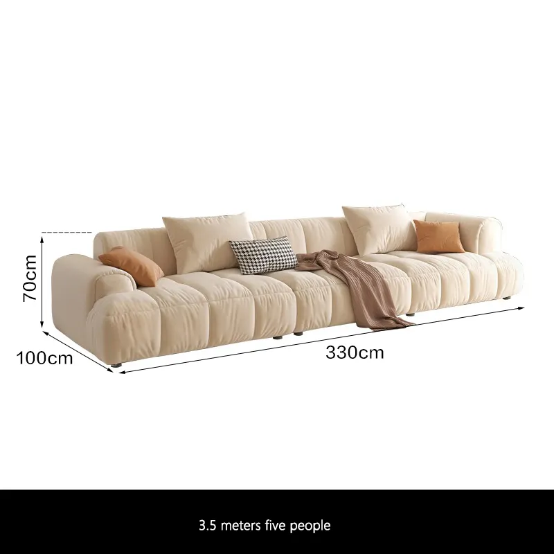 Cream wind fabric sofa tofu block light luxury technology cloth modern minimalist living room Nordic cloud sofa