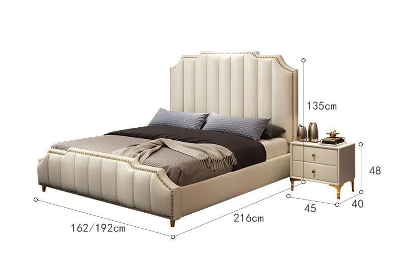 Wholesale pink leather up-holstered beds leather bed 1.8 m double bed for bedroom