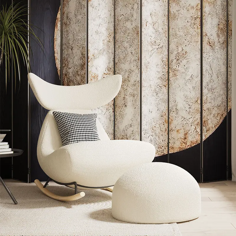 Nordic rocking chair light luxury single lazy sofa balcony living room home velvet fabric leisure chair home furniture