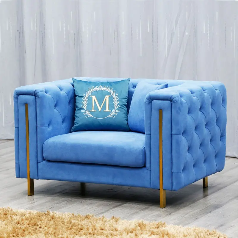 Luxury Velvet chesterfield sofa modern living room sectional sofas with stainless steel leg for office hotel home