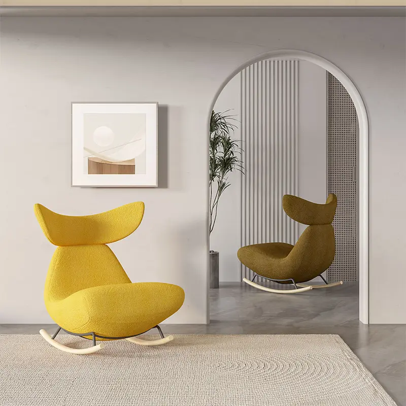 Nordic rocking chair light luxury single lazy sofa balcony living room home velvet fabric leisure chair home furniture