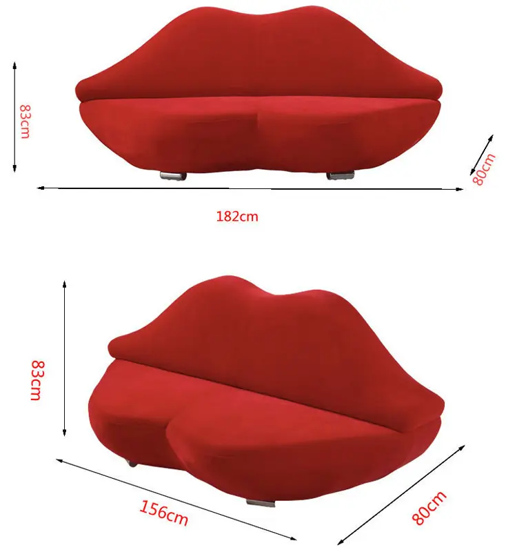 China Factory wholesale modern red lip sofa loving living room pink sofa Fashion Luxury fabric leather sofa furniture set