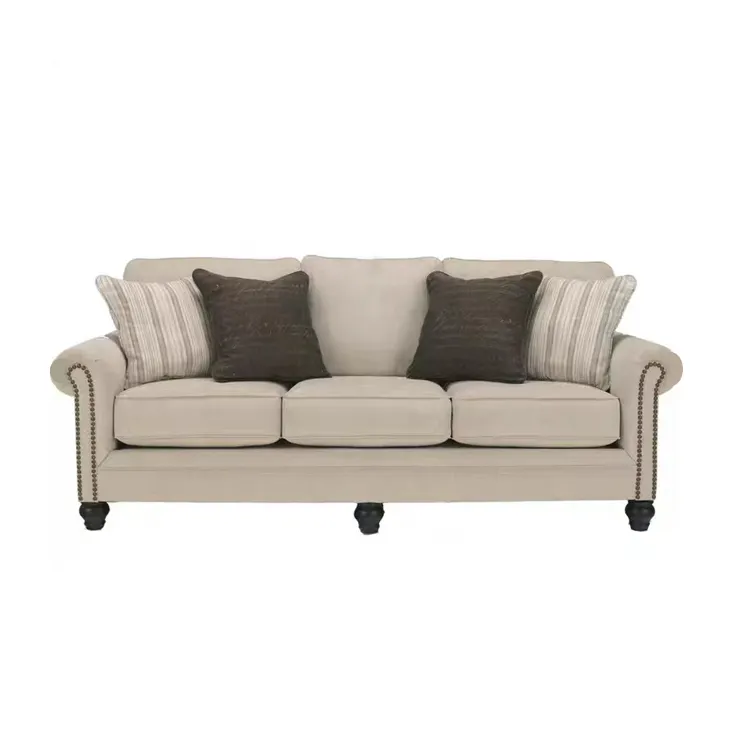 Hotel Villa Furniture American Design Two Seater Single Wooden Frame Fabric Living Room Sofas