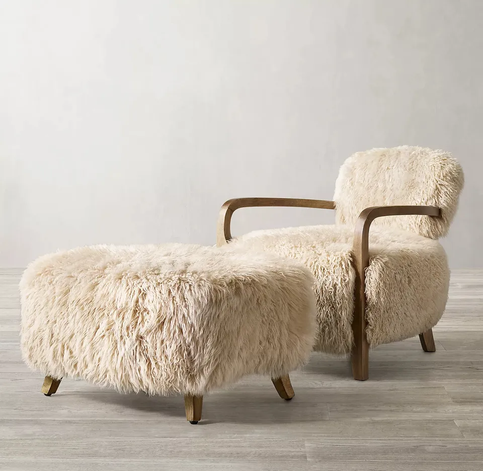 Modern new arrival indoor furniture popular artificial wool sheepskin living room chair