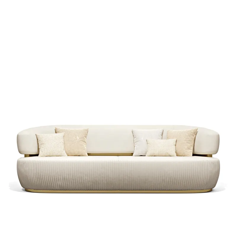 Modern design stainless steel titanium hotel living room three seat sofa and luxury leather sofa can be customized