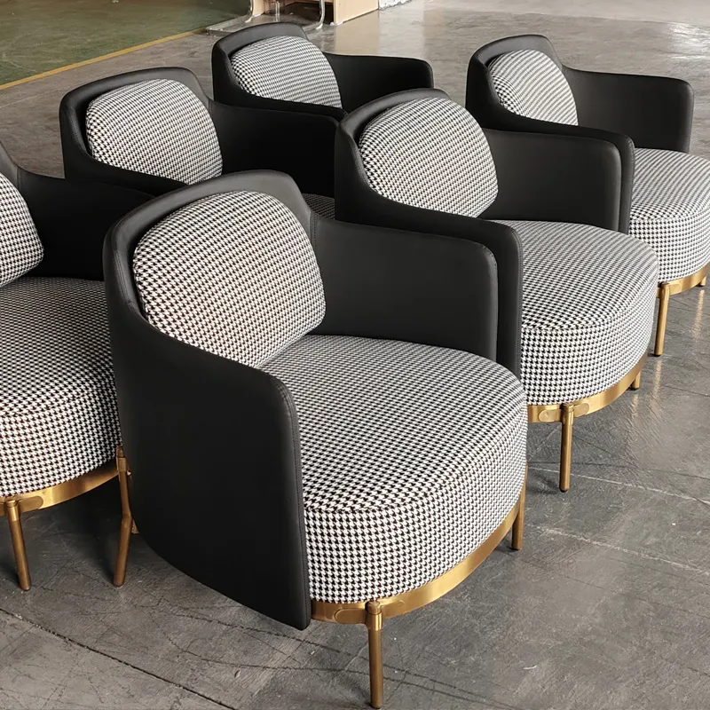 China factory customization single sofa Leather and fabric Stainless steel feet Hotel living room bedroom sofa