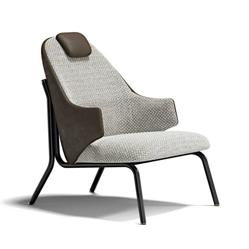 China manufacturer oem custom modern style living room New design armchair Metal leg leather fabric combination Hotel chair