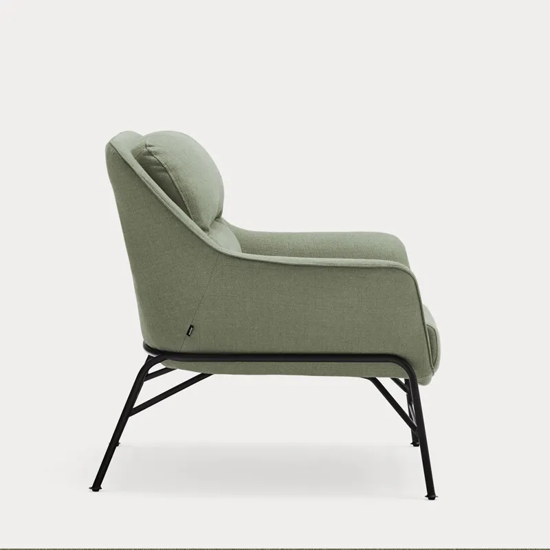 Modern simple metal sofa chair leisure fabric armchair hotel living room luxury comfortable lazy sofa