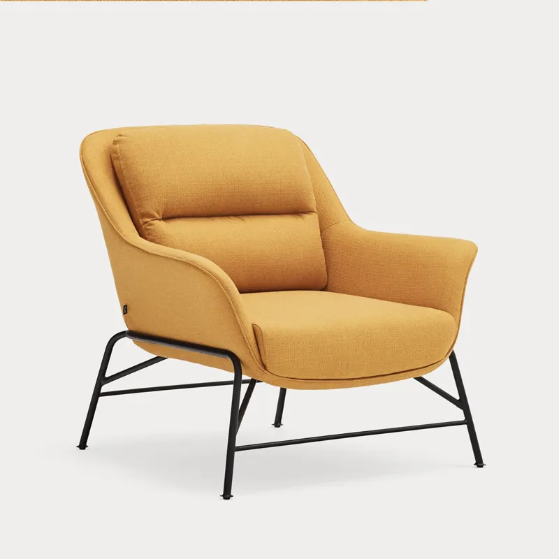 Modern simple metal armchair leisure fabric sofa chair luxury comfortable hotel living room lazy sofa