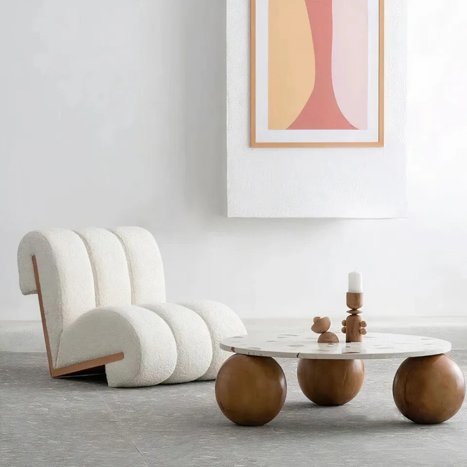 Nordic single seat high quality sofa chair contemporary solid wood wool living room leisure chairs for home
