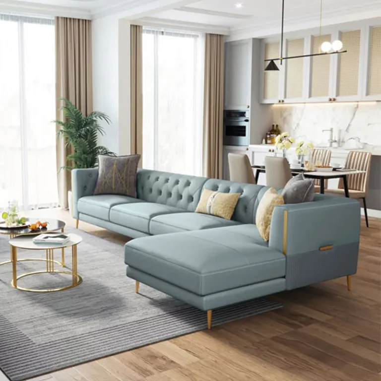 Light luxury French sofa living room home furniture combination L-shaped leisure European leather sofa chair