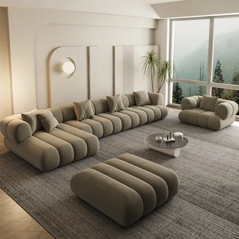 Cloud sofa living room caterpillar Nordic simple large apartment corner technology-fre cloth light luxury modern sofa