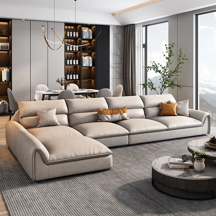Light luxury style wash-free technology cloth sofa living room modern minimalist straight row Nordic three-seater fabric sofa