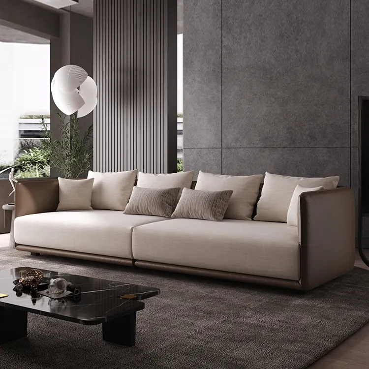 Fabric Sofa Living Room Home Furniture Corner Leather Cloth Combination Post-Modern Minimalist Italian Light Luxury Sofa