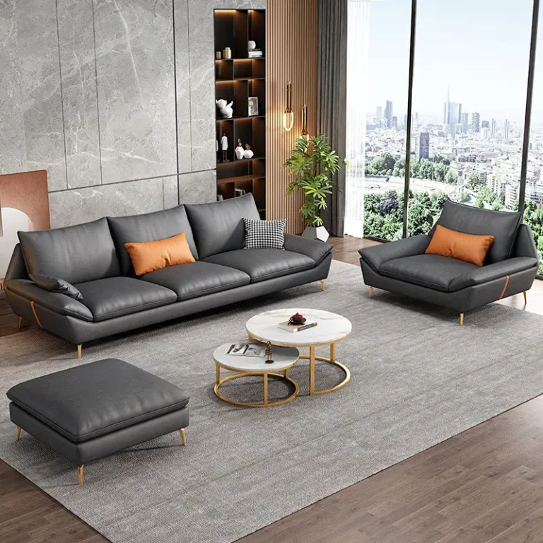 Light luxury technology fabric latex sofa modern straight double three-seat simple living room minimalist big sofa