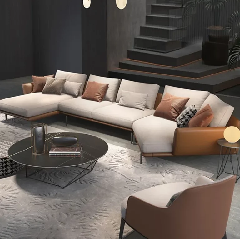 Japanese style cloud fabric sofa solid wood simple modern size living room log sofa cream style three-seat sofa