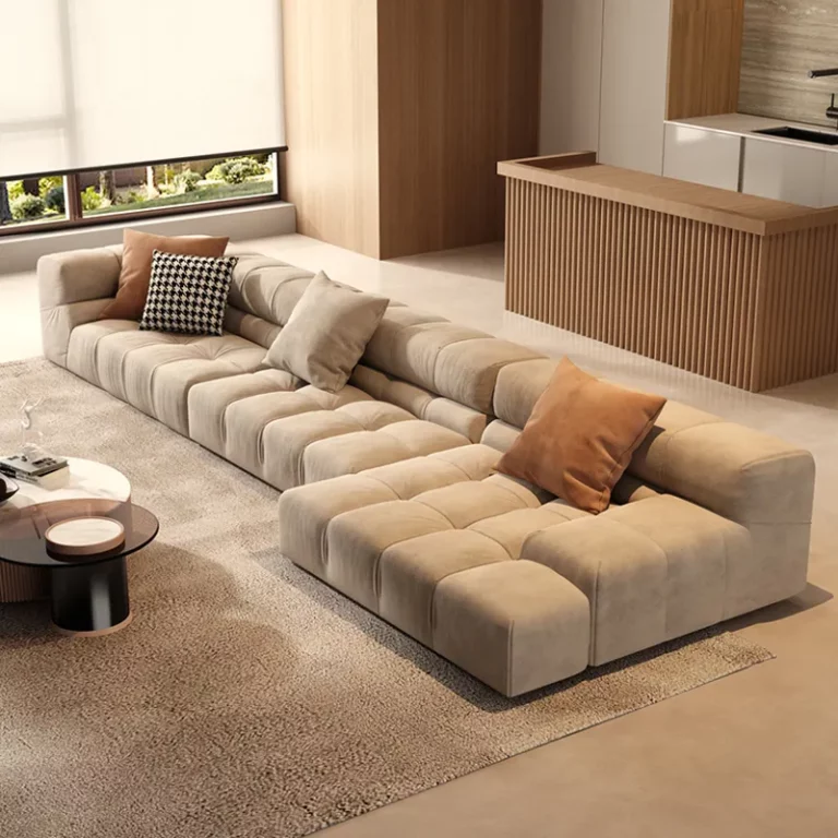 Italian scrub cloth puff tofu block technology fabric sofa living room light luxury modern small apartment sofa