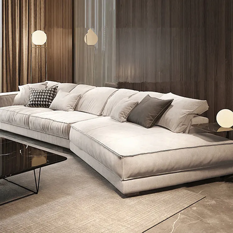 Luxury Contemporary Furniture Set Modern Gray Leather Corner Couch sofa Living Room Apartment Sectional Sofa
