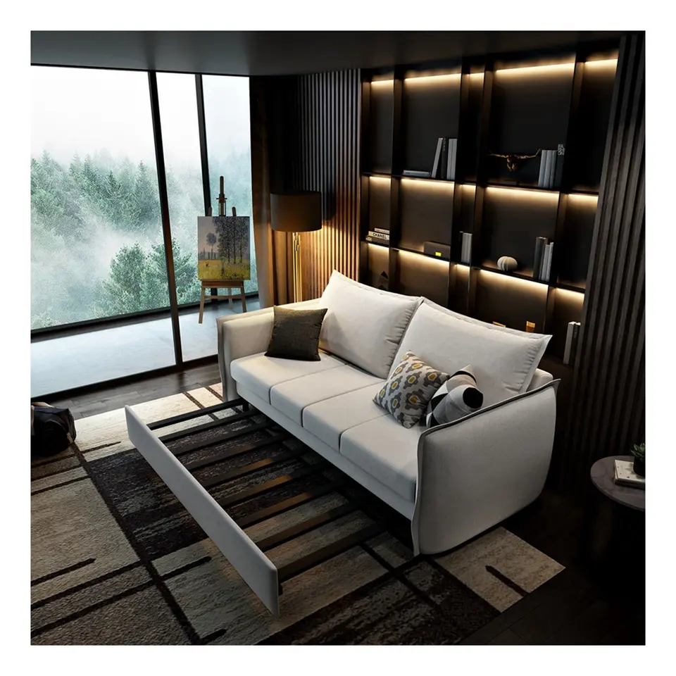 Soft velvet fold sofa cum bed with price modern Sleeper futon sofa bed convertible with storage linen folding sofa bed furniture