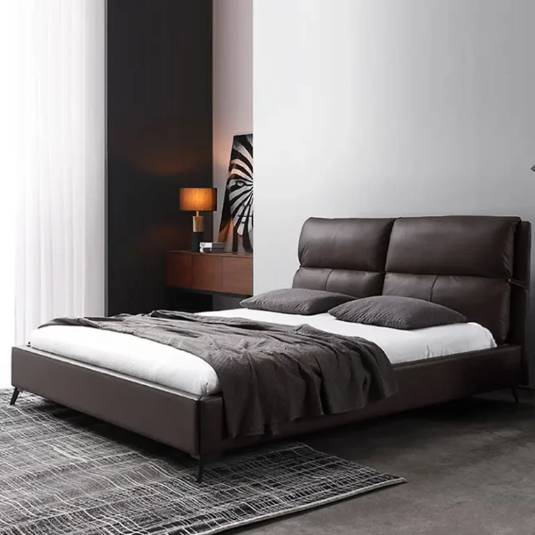 Nordic modern leather bed 1.8m double bed Italian luxury furniture bedroom king size leather bed