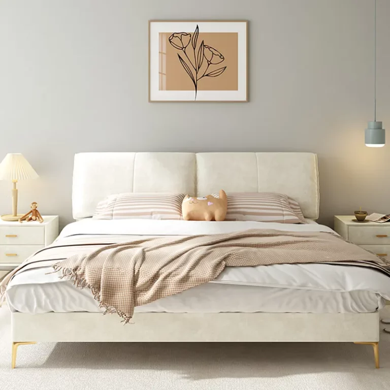 Fabric bed light luxury modern simple cream wind technology cloth bed master bedroom ins girls' soft bag bed