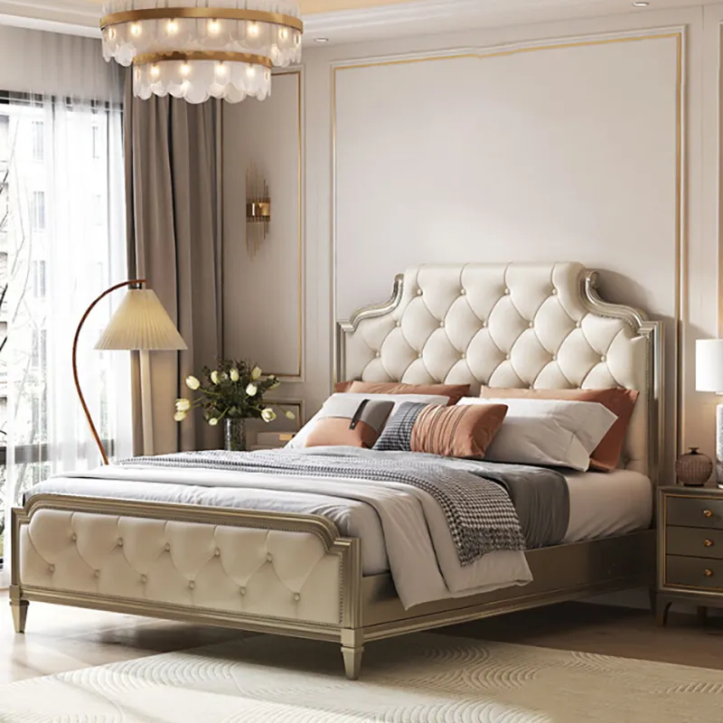 French Bed Luxury Furniture Bedroom All Solid Wood European Style Italian Simple Modern Double Master Bedroom Marriage Bed