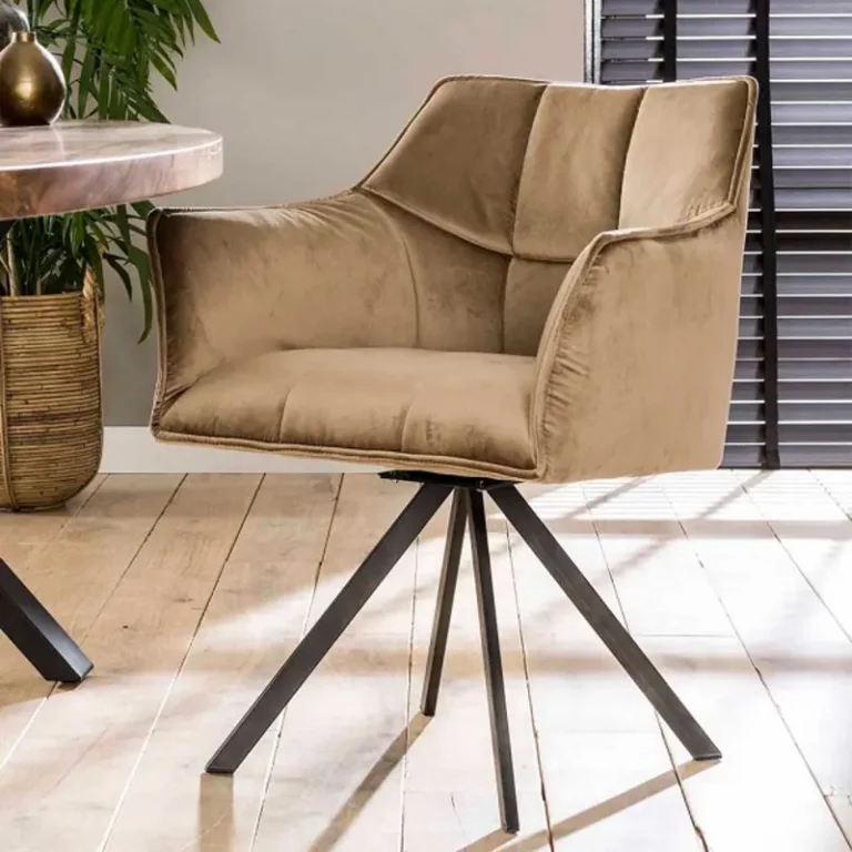 Modern home dining room furniture 360 degree revolving metal frame velvet fabric armchair dinning chair