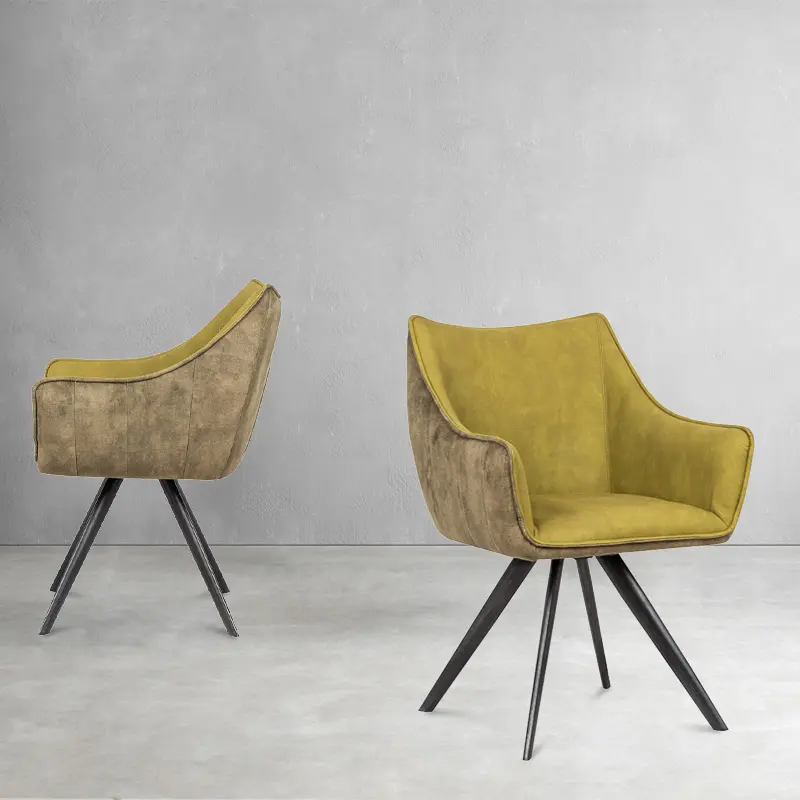 American excellent quality swivel armchair double sided fabric design velvet upholstered living room dining room chair