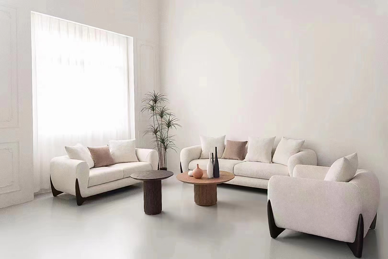 Italian minimalist fabric lamb velvet sofa set shaped curved light luxury Nordic modern corner sofa bed