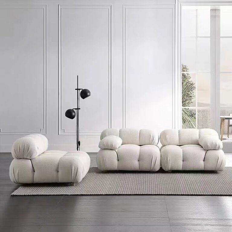 Italian Minimalist Sofa Modern Minimalist Light Luxury Living Room Straight Row Tofu Block Lamb Velvet Square Sofa